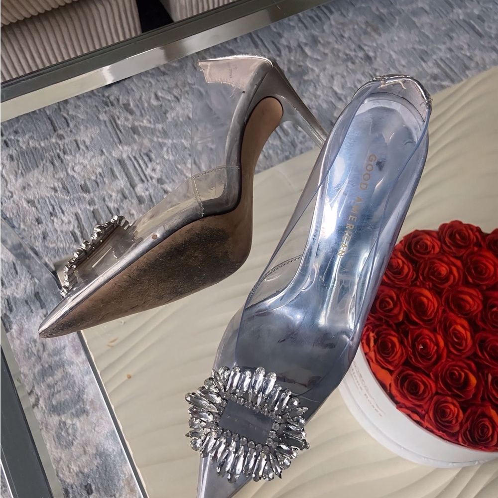 Clear Pointed Toe Pump with Crystal Buckle - Picture 7 of 7